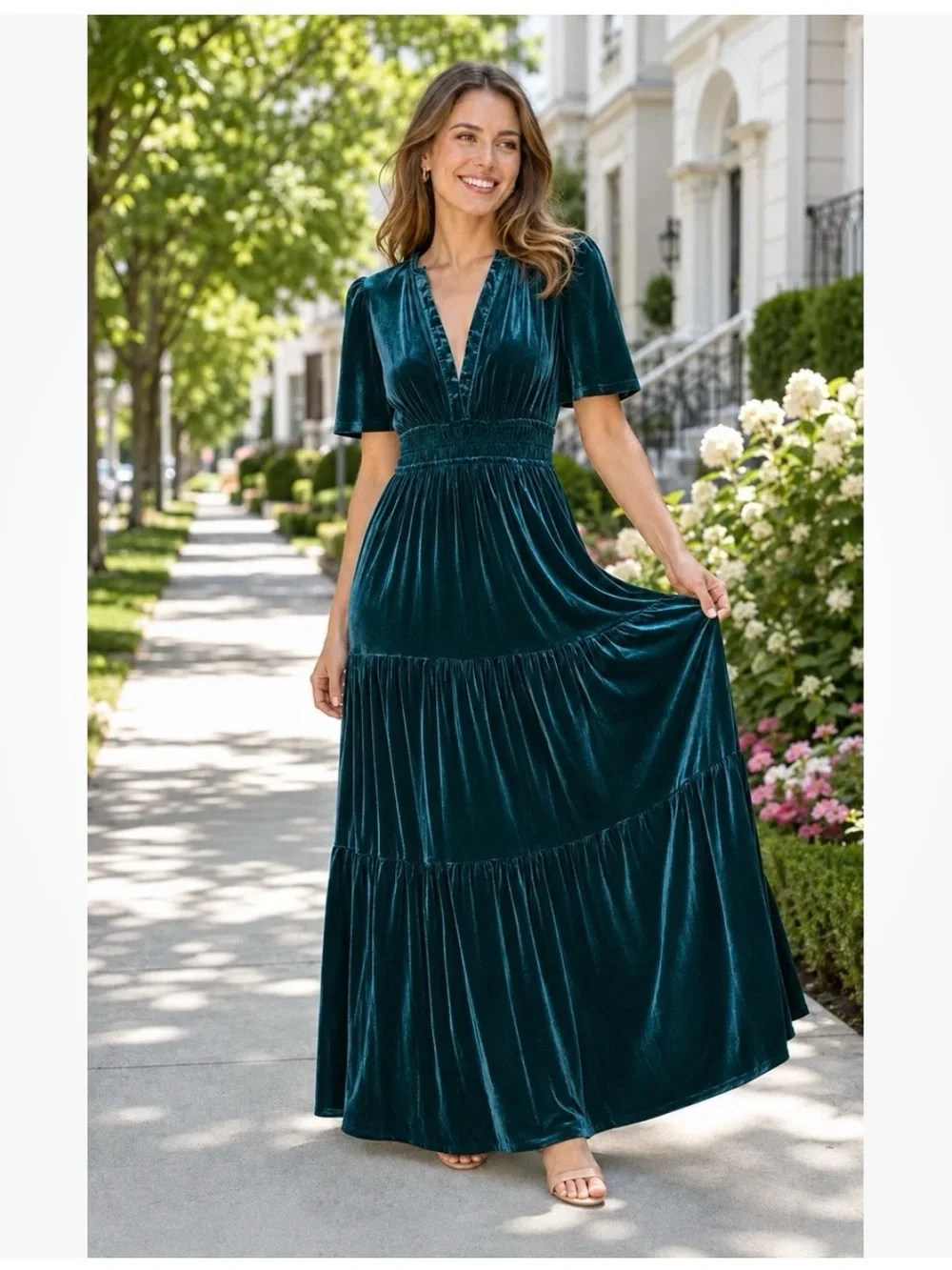 Baltic Born Green Artemis Velvet Maxi Dress Size XL Long Tall Holiday Christmas